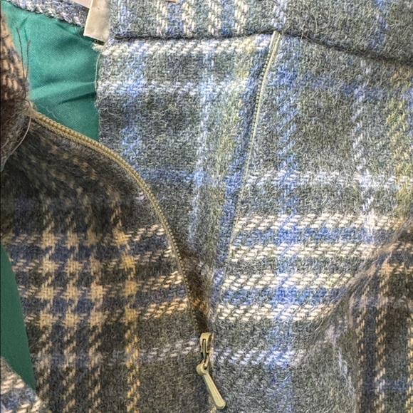 Glenisla wool from Scotland vintage Blue and Gray Checkered lined Skirt size 14 - Picture 5 of 6